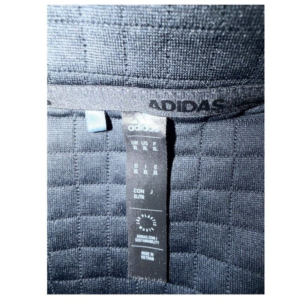 Adidas Fleece Half-Zip Pullover Jacket Gray Black Color Block Design - Picture 3 of 7